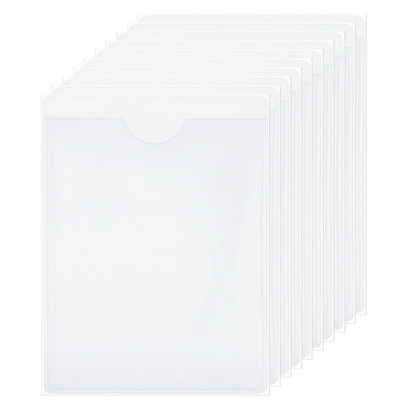 Uxcell 45 Pcs Self Adhesive Index Card Pockets with Top Open, 3.5" x 5.1" Clear Plastic Labels Holders Card Holder for Libraries Organizing and Protecting Index Cards, Transparent