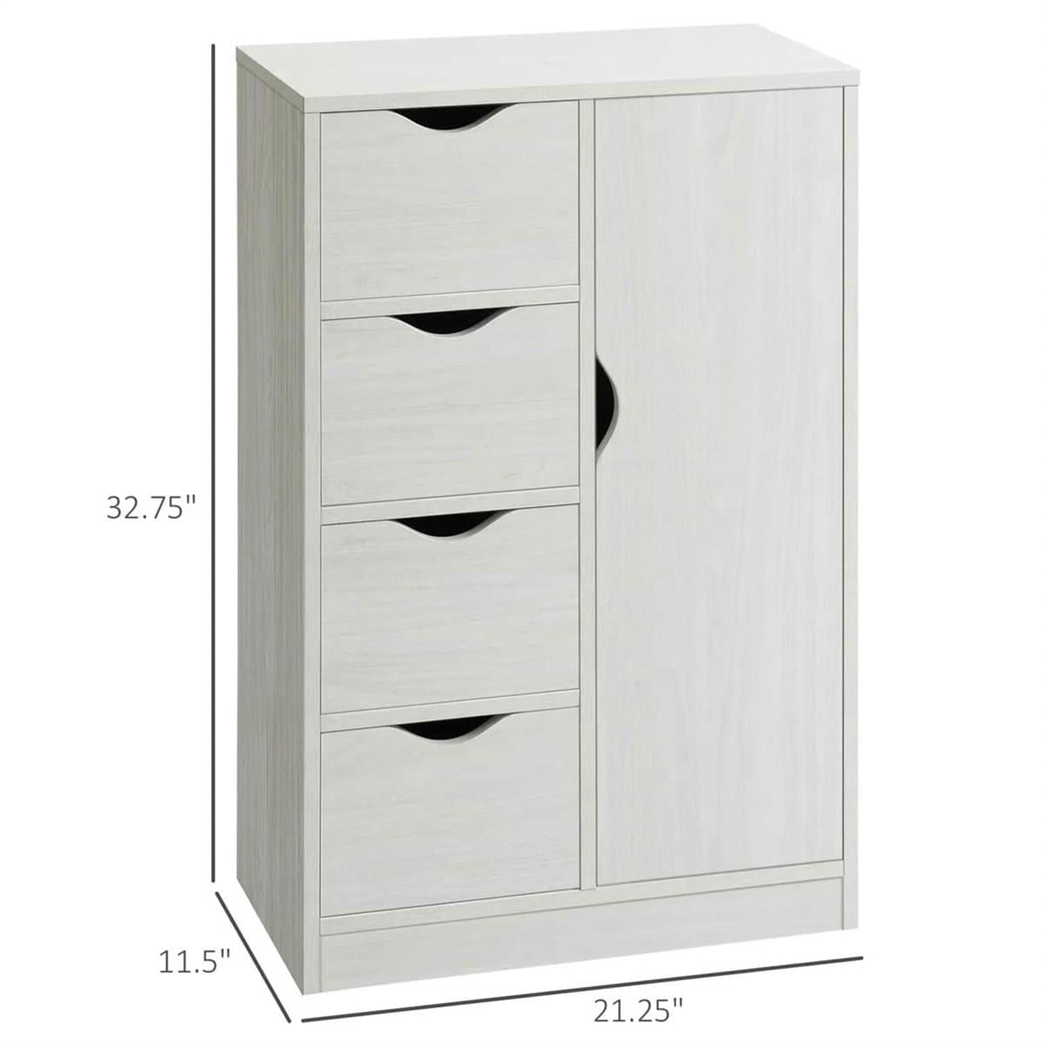 Demi Bonn 32" Freestanding Storage Cabinet, Modern 4-Drawer Bathroom Floor Cabinet, Space-Saving, White