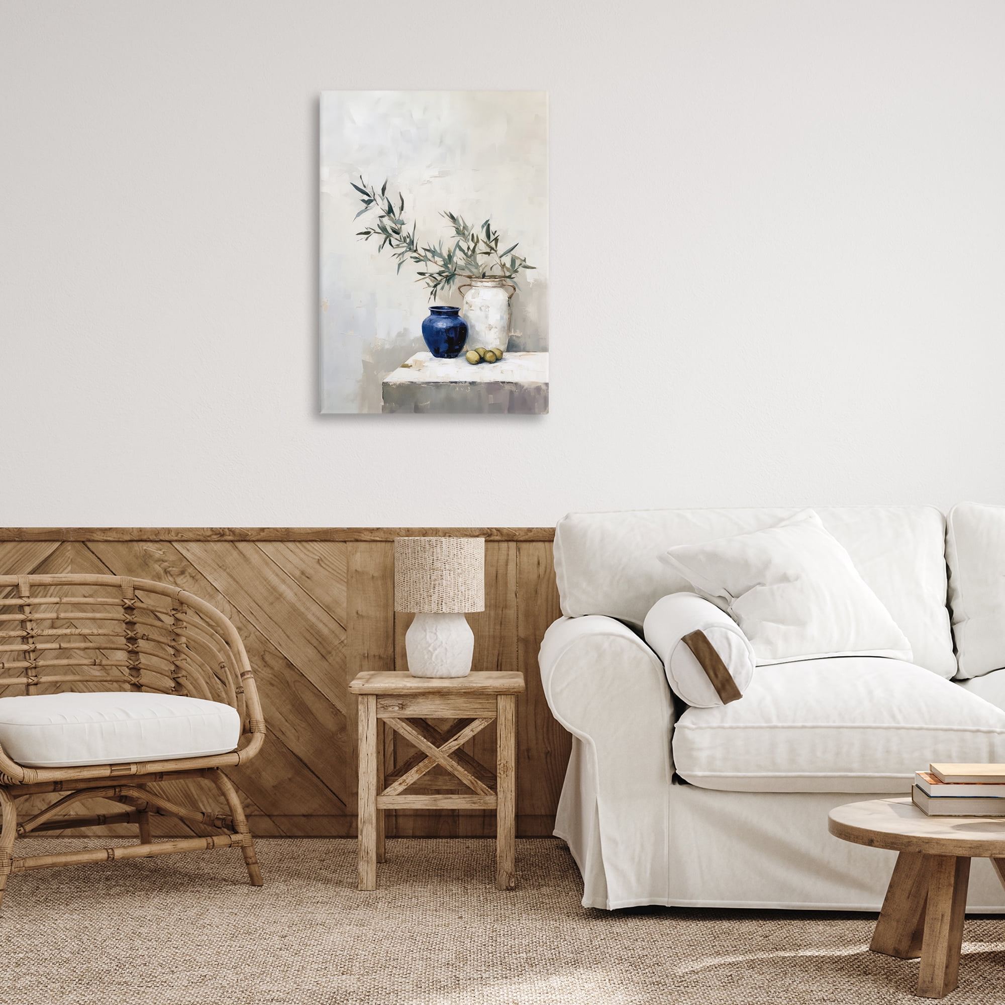 Stupell Industries Olives & Pottery Still Life Plants & Flowers Painting Wrapped Canvas Art Print Wall Art, 20 x 30