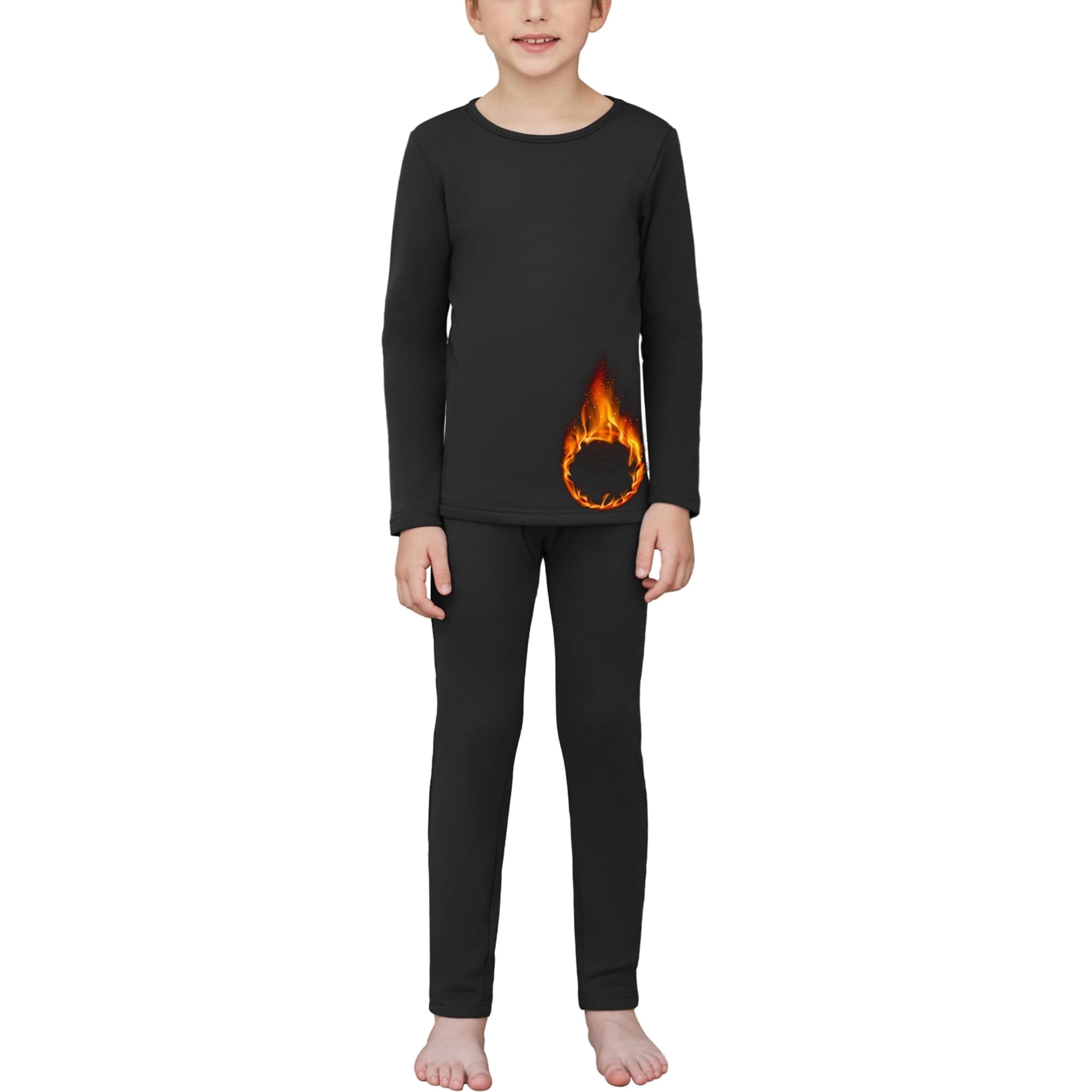 Arshienr Boys Thermal Underwear Set 2-Piece Base Layer Fleece Lined Long Johns Top Bottom Warm Set for Cold Weather