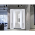 thumbnail image 4 of Front Exterior Prehung Metal-Plastic Door Frosted Glass / Manux 8102 White Silk / 2 Side Windows / Office Commercial and Residential Doors Entrance Patio Garage 58" x 80" Right-hand Inswing, 4 of 6