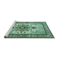 thumbnail image 2 of Ahgly Company Machine Washable Indoor Square Persian Turquoise Blue Traditional Area Rugs, 7' Square, 2 of 4