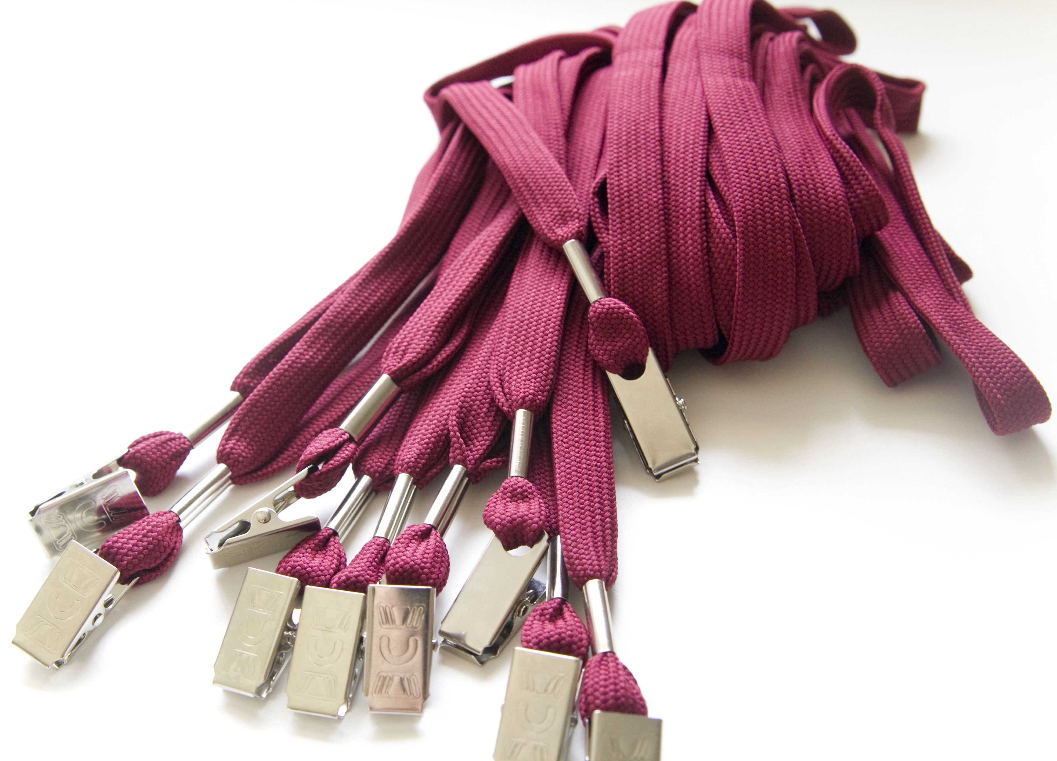 100pcs Flat ID Neck Lanyards for Badges with Bulldog Clip, Maroon by OnDepot