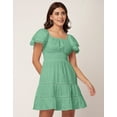 thumbnail image 3 of Moomaya Chic Cotton Dress For Women, Short Layered Sleeve Tiered Summer Dress, 3 of 9