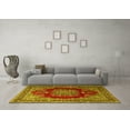 thumbnail image 3 of Ahgly Company Machine Washable Indoor Round Medallion Yellow Traditional Area Rugs, 3' Round, 3 of 4