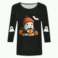 thumbnail image 4 of Towmus Womens Halloween Shirts Cute Ghosts Graphic Crewneck 3/4 Sleeve Tops Elbow Length Print Tees, 4 of 4