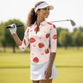 thumbnail image 4 of Uorisanigo Cute Strawberry Women's 3/4 Sleeve Athletic Golf Shirts Versatile Comfortable Women's Dry-Fit Golf Polo Shirts Relaxed Outing Wear with 1/4 Zipper Workout Tops Size 2XL, 4 of 7