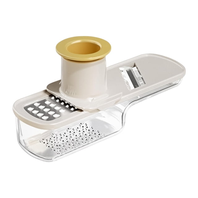 Rallador de ajo y jengibre 3 en 1, herramienta de cocina de acero inoxidable, mango antideslizante de mano Beige