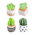 thumbnail image 4 of Dosaele 4 Pcs Plant Potted Prickly Pear Cactus Bonsai Artificial with Pots Office, 4 of 8