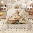 thumbnail image 2 of Erosebridal Vintage Bunnies Twin Bedding for Kids, Happy Easter Rabbit Egg Duvet Cover Set, Gray Reversible, 2pcs 1 Duvet Cover and 1 Pillowcase, No Comforter, 2 of 6