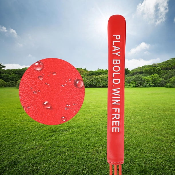 Funda protectora para varillas de alineación de golf, de cuero PU, para hombres y mujeres. Soporte para varilla indicadora. Funda para cabezal de golf rojo