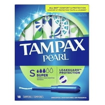 Tampax Tampons Pearl Super 18 Count Unscented (Pack of 2)