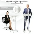 thumbnail image 6 of Spaco Mobile Lectern Podium Height-adjustable Rolling Laptop Cart with Tilting Top Storage Tray-White, Office Furniture, Portable Desk for Home and Office, 6 of 7