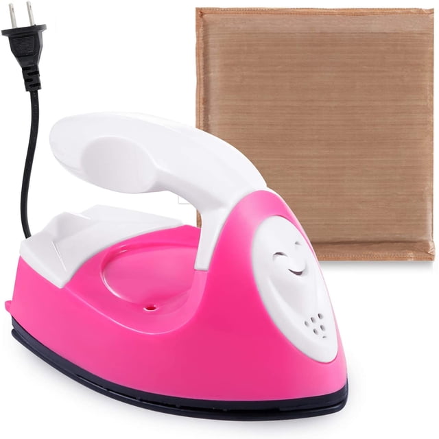 Minimáquina de prensado en caliente de hierro, plancha eléctrica portátil con cable eléctrico de carga y almohada de prensado en caliente para zapatos y ropa de bricolaje