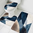thumbnail image 3 of Navy Blue Brown Bath Mat 3 Piece Bathroom Rug Set, Modern Geometric Abstract Art Non Slip Bath Rug Contour Mat and Toilet Lid Cover, Absorbent Shower Mats Soft Bath Rugs and Mats Sets, 3 of 8