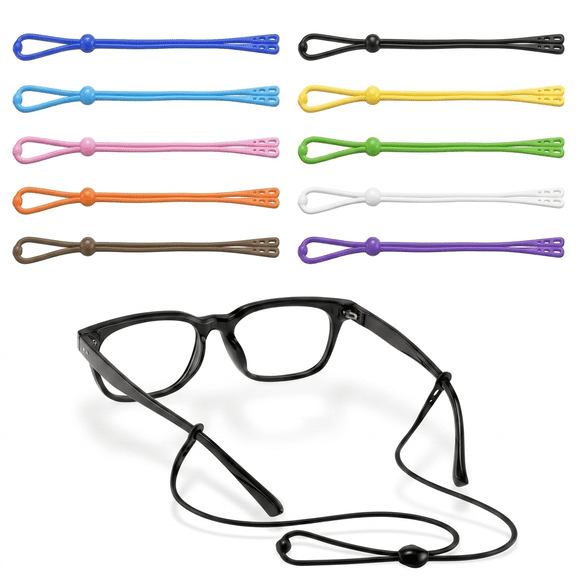 ROSEXIXI 10 Pack Glasses Strap Soft Silicone Eye Hooks Adjustable 3 Hole Eyewear Retainer Non Slip
