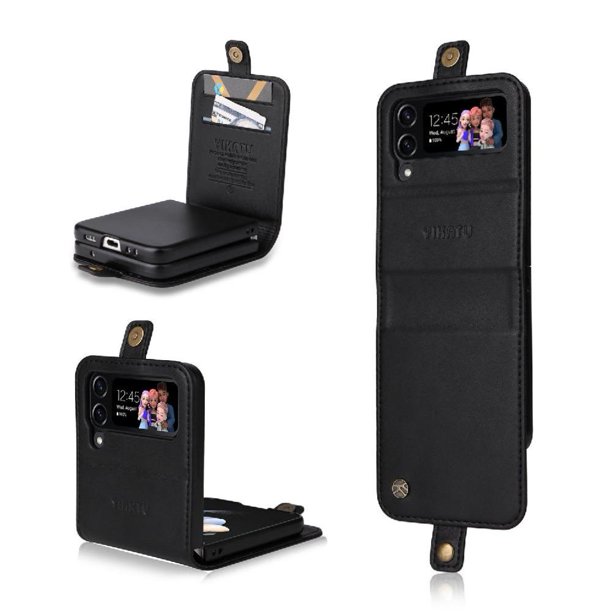 Funda para Samsung Galaxy Z Flip 3 Estuche de Cuero PU Tipo Cartera con Ranuras para Tarjetas y Cierre Magnético