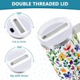 thumbnail image 3 of Yayeee 30oz Stainless Steel Tumbler with Straw and Handle Double-Wall Insulated Travel Water Bottle, Green Wildflower Pattern, 3 of 8