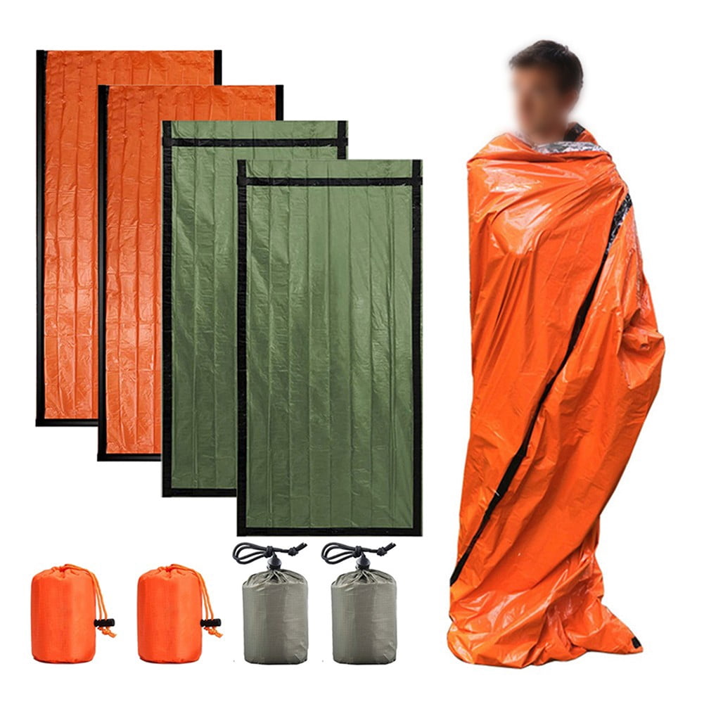 4Pcs Survival Sleeping Bag Camping Thermal Sack Blanket Waterproof Lightweight