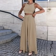 thumbnail image 2 of Womens Summer 2 Piece Outfits Sleeveless Slim Crop Tank Top and Casual Loose Baggy Flowy Wide Leg Palazzo Long Pants, 2 of 6