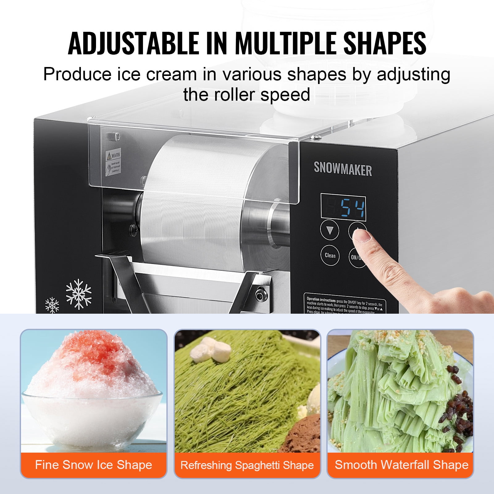 KFFKFF Industrial Snowflake Ice Producer, 176.4LBS/24H Snowflake Ice Creation Device, Metallic Ice Grinding Apparatus, Powered Snow Cone Fabricator, Air Circulation Mechanism for Quick Heat Reduction
