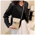 thumbnail image 5 of Xiao Hua Bolso de hombro tejido para mujer, bolso de mano y neceser, elegante bolso de mano tejido para playa, de verano, 11 x 6 x 17 cm (blanco)., 5 of 5