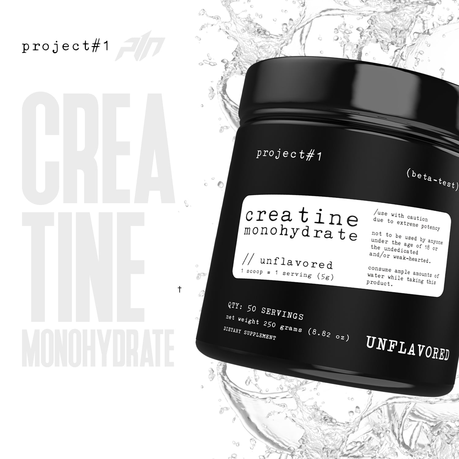 Project 1 Nutrition Creatine Monohydrate Unflavored 50 Servings