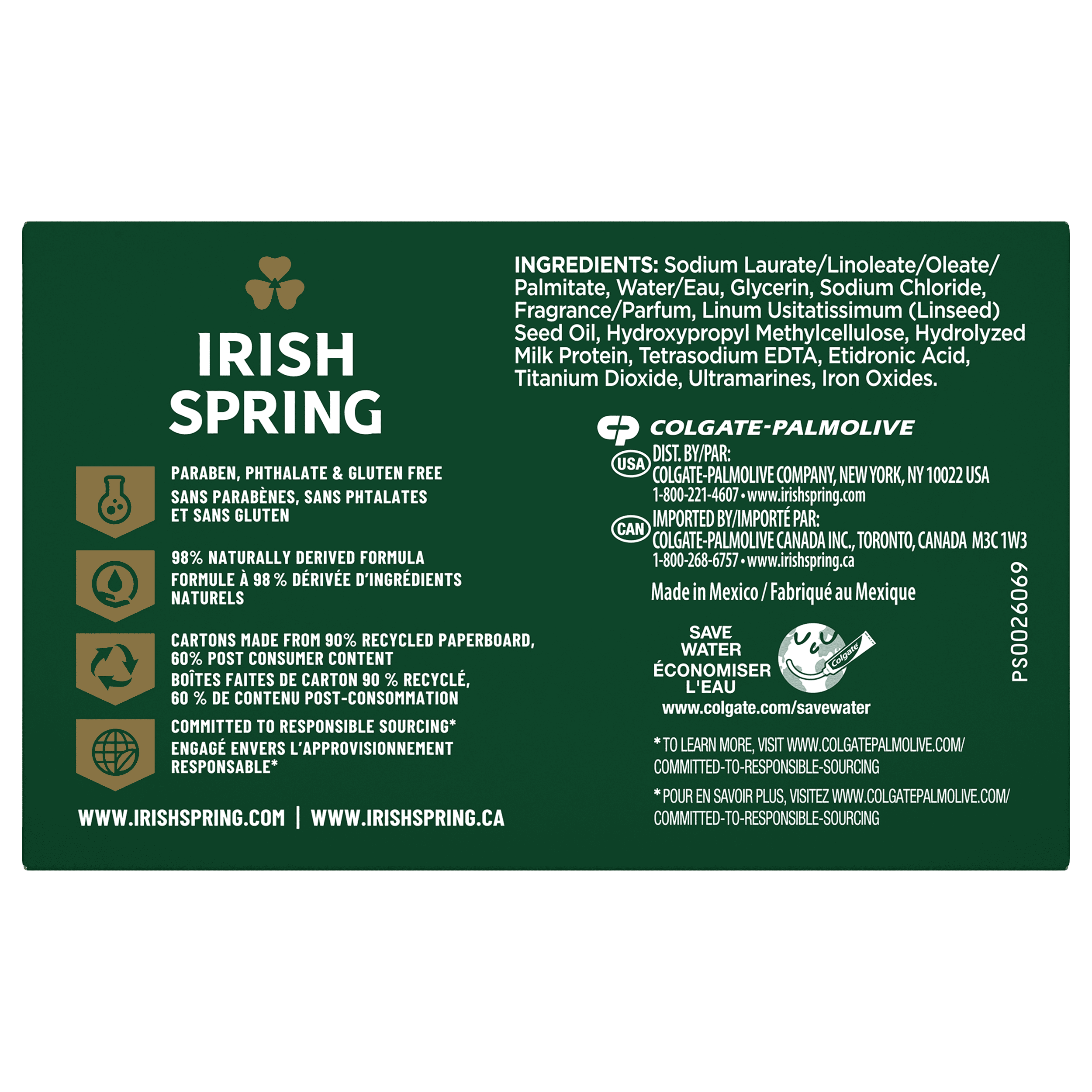 Irish Spring Moisture Blast Deodorant Bar Soap for Men, 3.7 oz Bar (12 Pack)