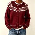 thumbnail image 5 of Rrxhxhs Cardigan Sweaters for Women Crew Neck Fair‑Isle Jacquard Toggle Closure Long Sleeve Retro Nordic Knit Cover Up, 5 of 6