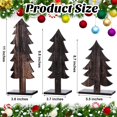 thumbnail image 2 of Árbol de mesa para decoración navideña, estilo Meooeck, madera rústica, 3 unidades, 2 of 7