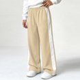 thumbnail image 5 of Girls Color Block Sweatpants with Pockets Casual Fashion Baggy Elastic Waist Kids Wide Leg Pants Beige 12, 5 of 9