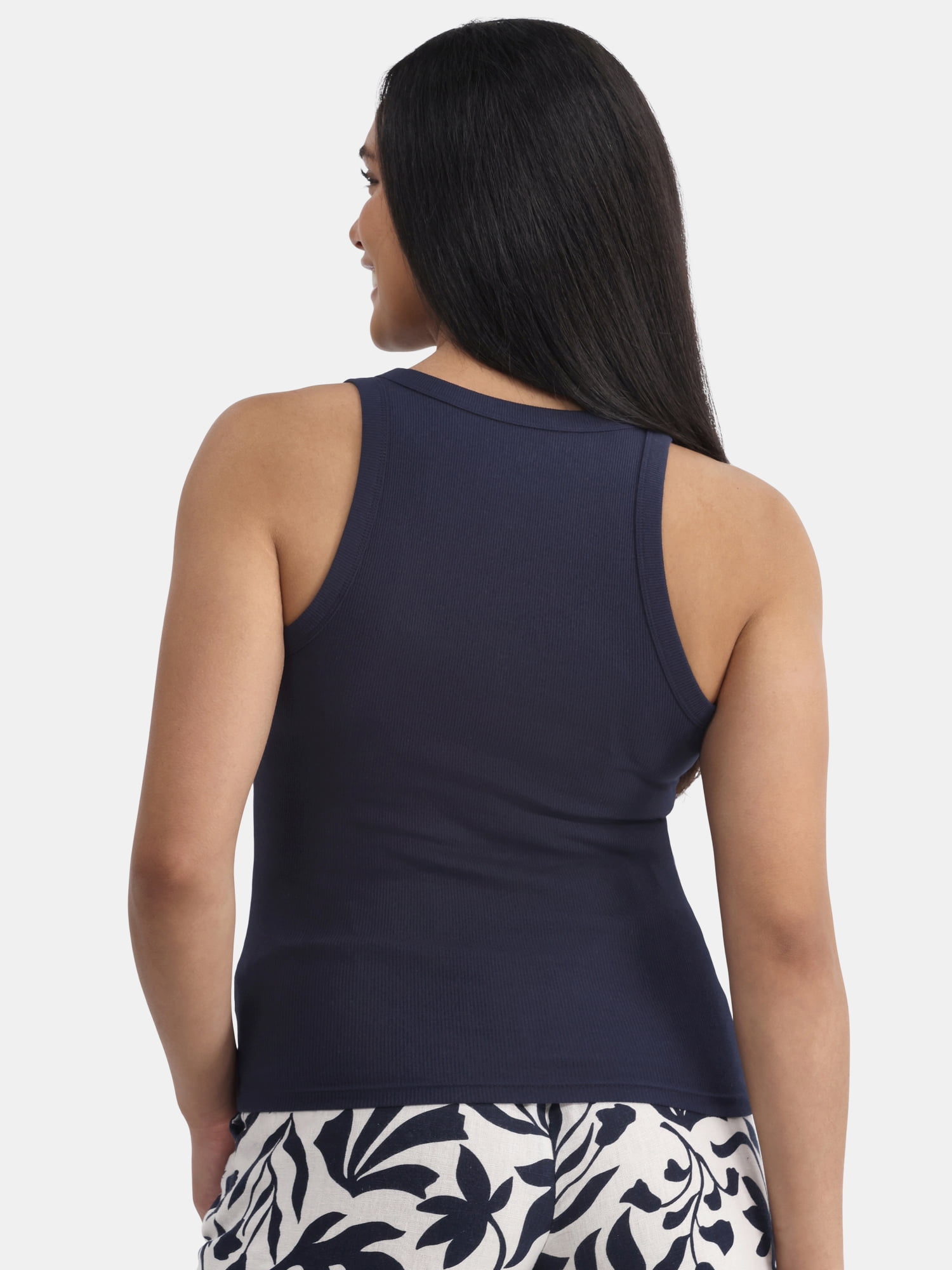 Time and Tru Women's High Neck Ribbed Tank Top, Sizes XS-XXXL