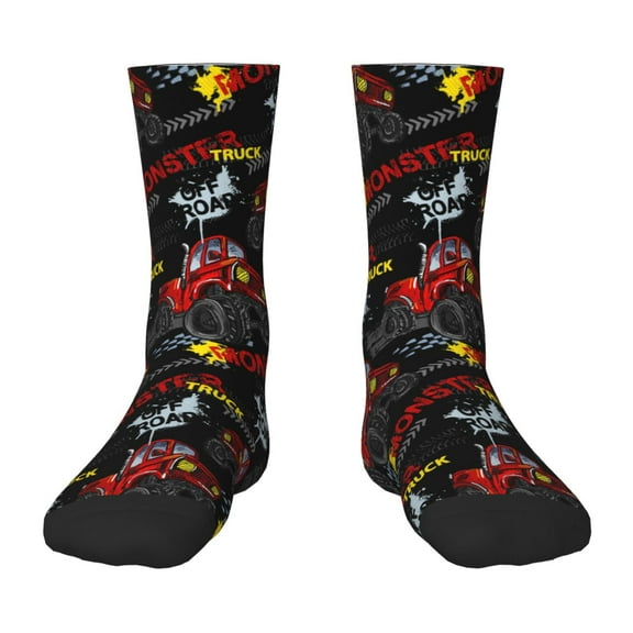Rateoe Monster Truck Pattern Children's Socks, Socks Gifts ,kids Crew Soft Cotton Socks , Moisture-Wicking, Durable, Ideal for Daily Wear & Sports
