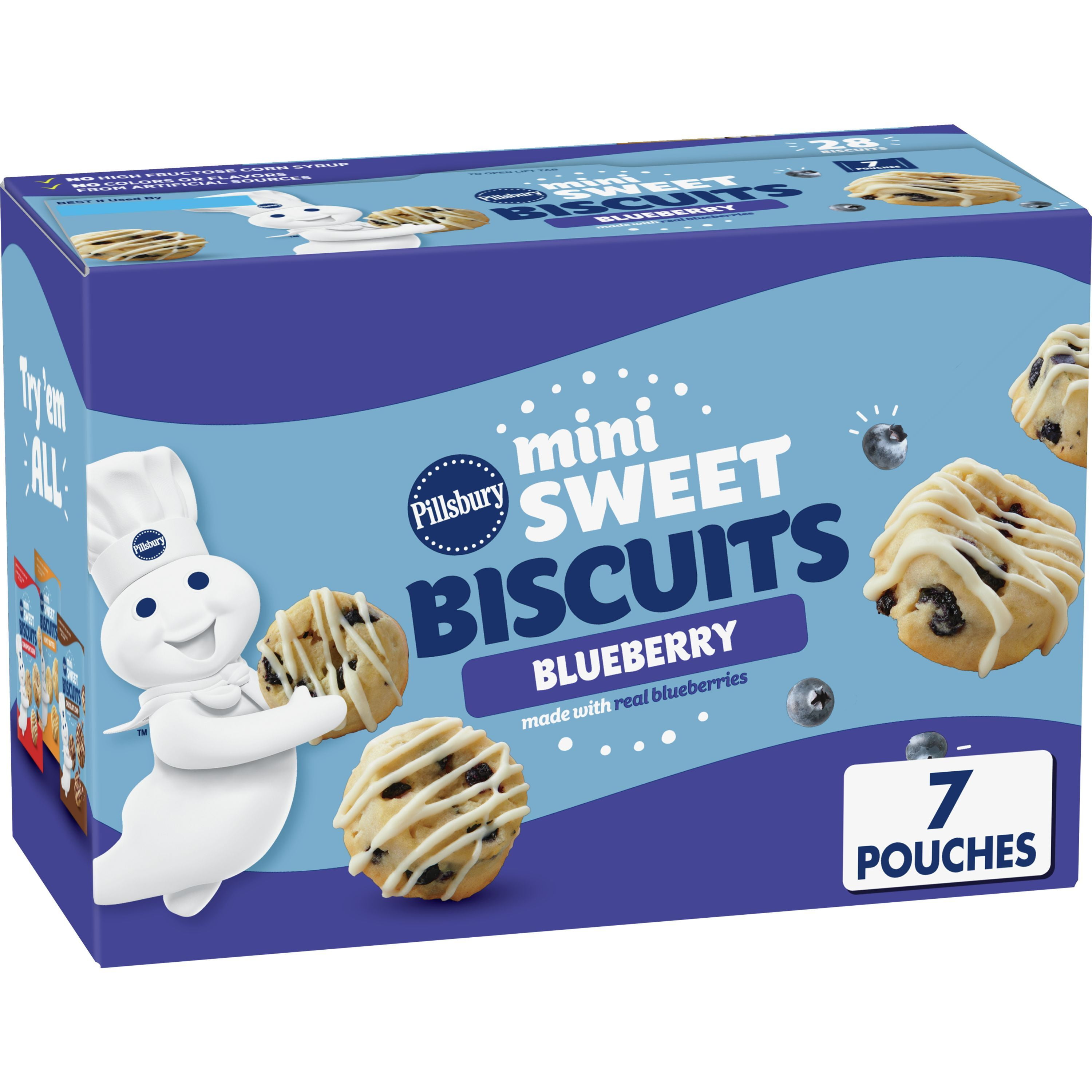 Pillsbury Soft Baked Mini Sweet Biscuits, Blueberry, 28 ct