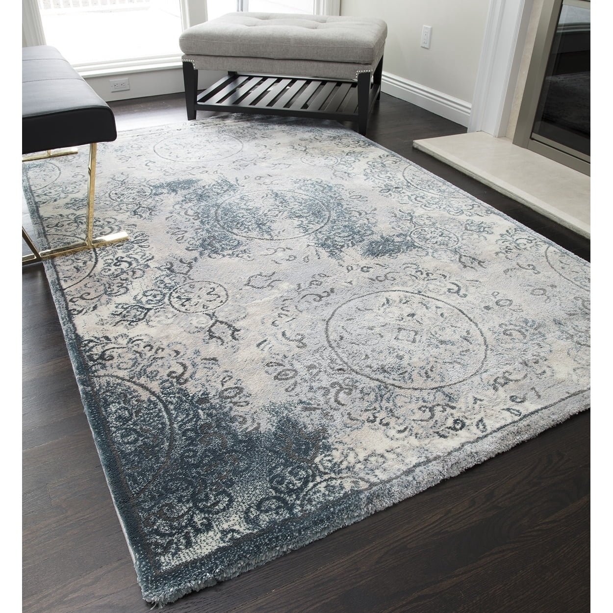 Rugs America Brighton Collection Shades Of Slate BH300A Transitional Oriental Area Rug 5' x 8'