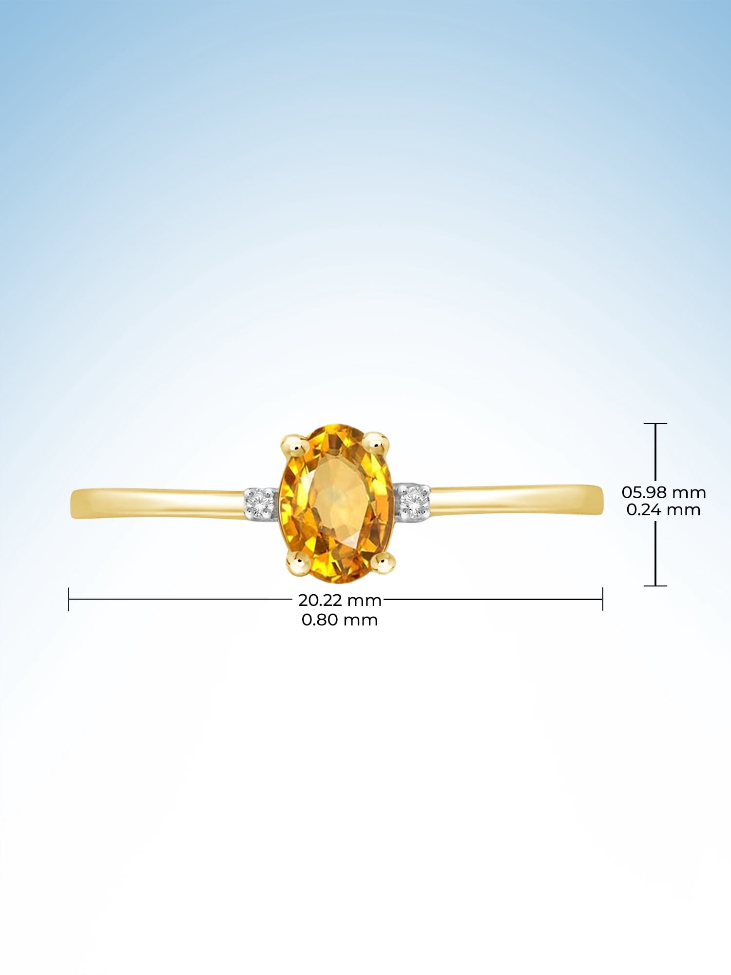 JewelersClub Citrine November Birthstone Jewelry – 0.40 Carat Citrine 14K gold over Silver Ring Jewelry with White Diamond Accent – Gemstone Rings with Hypoallergenic Sterling Silver Band