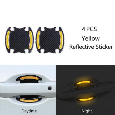 4 Uds coche (amarillo) pegatina reflectante manija de la puerta protección del cuenco de la puerta Rojo Verde