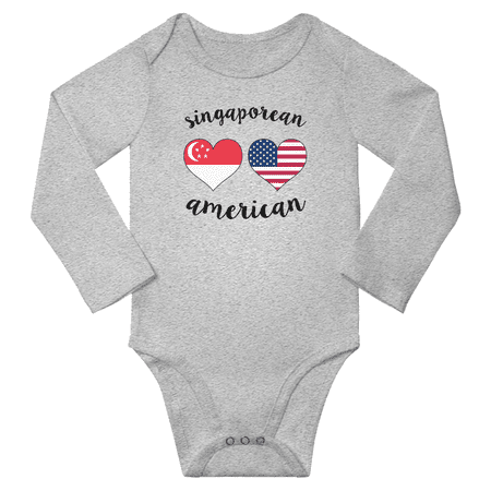 

Singaporean and American Love Heart Baby Long Slevve Bodysuit Outfits (Gray 18-24 Months)