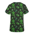 thumbnail image 4 of EGNMCR Womens St. Patrick's Day Nursing Scrub Tops Irish Printed Short Sleeve Gnome Green Working Uniform V Neck Workwear Blouse T-shirt, 4 of 4