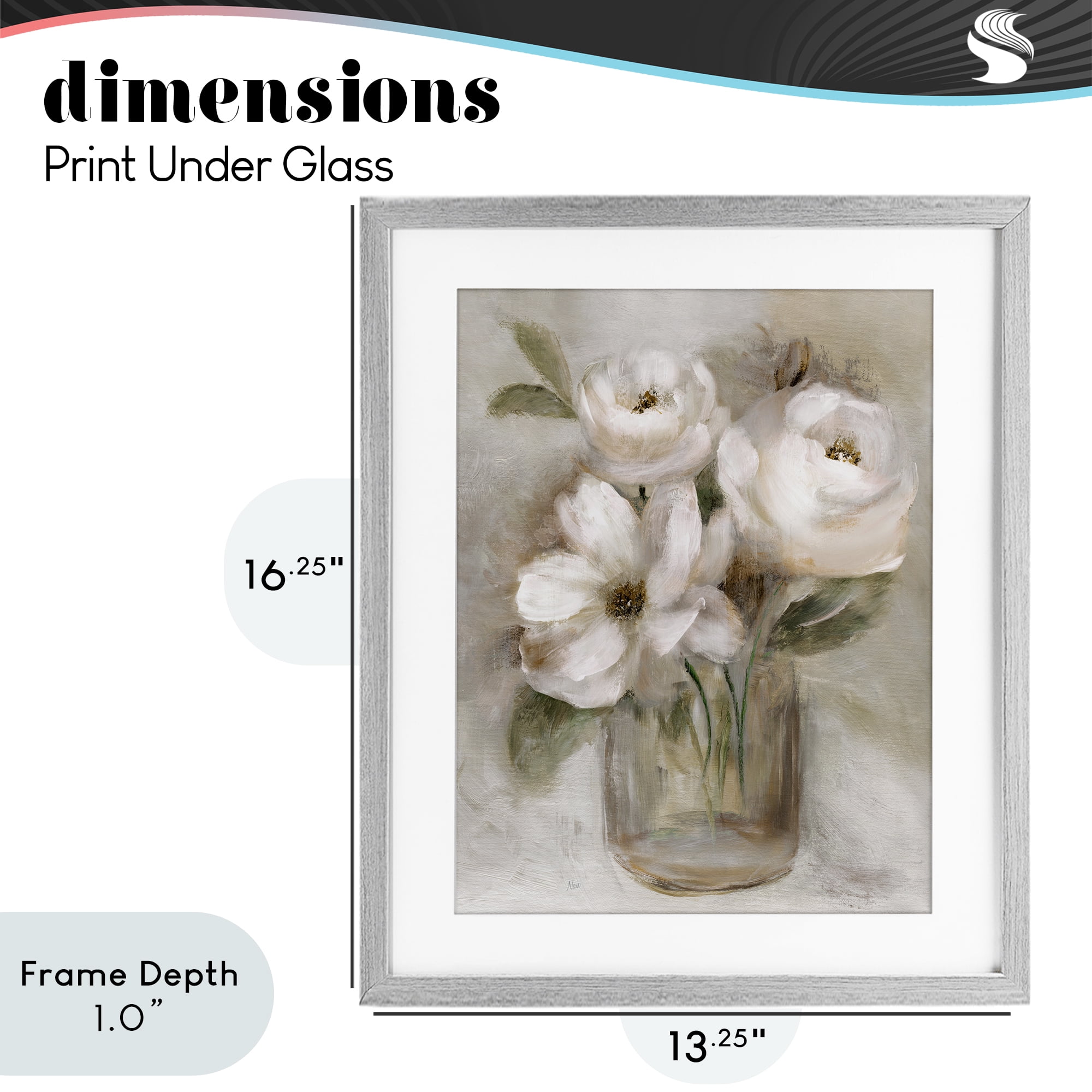Stupell Industries Soft Brushstroke Roses Gray Framed Print Under Glass, design by Nan
