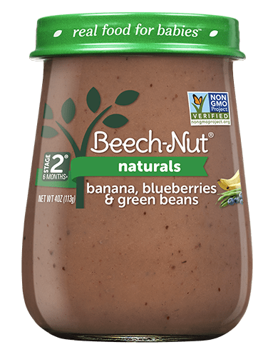 Beech-Nut Naturals Stage 2, Banana Blueberries & Green Beans Baby Food, 4 oz Jar
