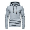 thumbnail image 6 of LWavelet Mens Waffle Knit Pullover Hoodie Lightweight Long Sleeve Hooded Sweatshirt Casual Drawstring Top for Everyday Comfort, 6 of 7