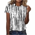 thumbnail image 2 of Fartey Striped Print Shirts for Women 2025 Plus Size Short Sleeve Tunic Tops Summer Crewneck Tshirts Loose Casual Holiday Blouses Multicolor XXXXXL, 2 of 5