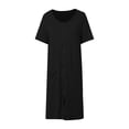 thumbnail image 7 of Nursing Night Gown for Breastfeeding Summer Short Sleeve Scoop Neck Side Slit Zip Up Sleep Dress with Pockets Sleepwear, 7 of 7