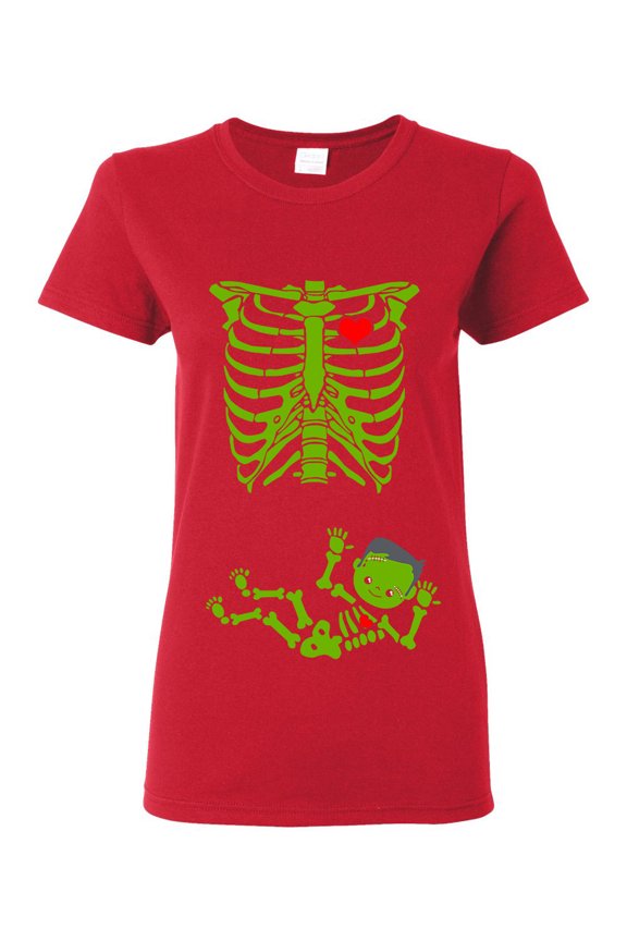 Ladies Baby Skeleton Frankenstein Halloween Horror Funny DT T-Shirt Tee