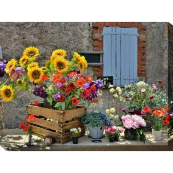 Outdoor Living and Style Yellow and Red Country Market Outdoor Canvas Rectangular Wall Art Decor 30"