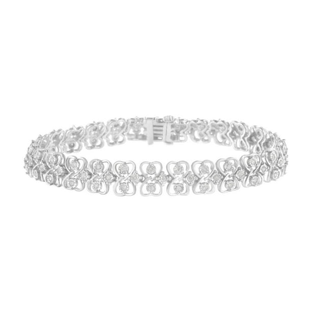 Haus Of Brilliance 925 Sterling Silver 1 0 Cttw Round Cut Diamond 2 Row Heart Link Tennis Bracelet I J I2 I3 7 Walmart Com Walmart Com