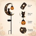 thumbnail image 5 of Solar Halloween White Ghost & Pumpkin Moon Garden Stake Light, Outdoor Waterproof LED Halloween Yard Decoration with Crescent Moon, Hanging Jack-o'-Lantern Lantern for Garden, Patio, Walkway, Porch, 5 of 9
