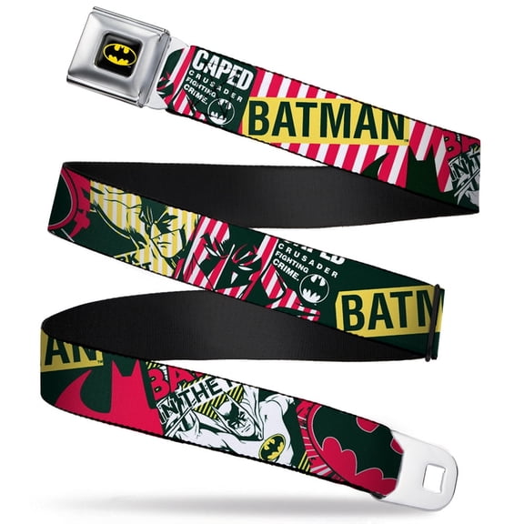 DC Comics Seatbelt Buckle Belt, Batman Caped Crusader, Youth 22 to 32 Inches
