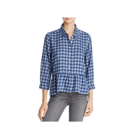 Checkered Blouse - Trovata Womens Checkered Peplum Blouse